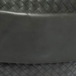 Pre Owned Bottega Veneta Grey Intrecciato Leather Grommet Strap Messenger Bag