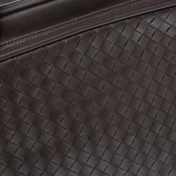 Pre Owned Bottega Veneta Dark Brown Intrecciato Leather VN Carry On Briefcase