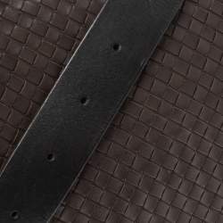 Pre Owned Bottega Veneta Dark Brown Intrecciato Leather Flap Messenger Bag