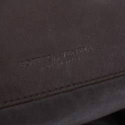 Pre Owned Bottega Veneta Dark Brown Intrecciato Leather Flap Messenger Bag