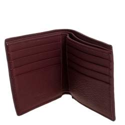 Pre Owned Bottega Veneta Maroon Intrecciato Leather Bifold Wallet