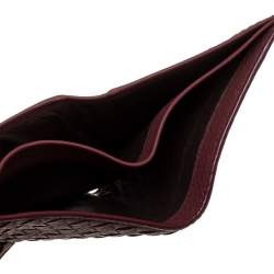 Pre Owned Bottega Veneta Maroon Intrecciato Leather Bifold Wallet