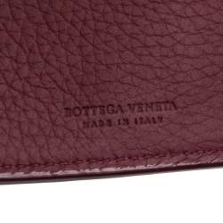 Pre Owned Bottega Veneta Maroon Intrecciato Leather Bifold Wallet
