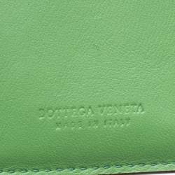 Pre Owned Bottega Veneta Olive Green Intrecciato Leather Trifold Wallet