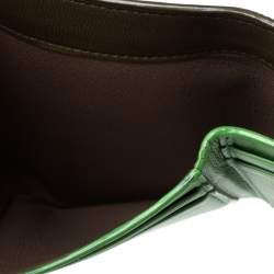 Pre Owned Bottega Veneta Olive Green Intrecciato Leather Trifold Wallet