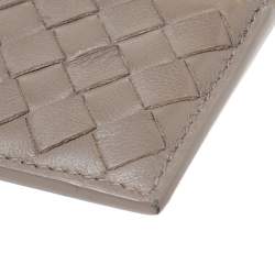  Bottega Veneta Beige Intrecciato Leather Card Holder 8CC