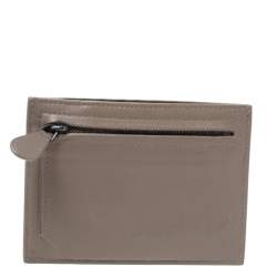  Bottega Veneta Beige Intrecciato Leather Card Holder 8CC