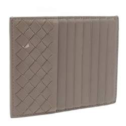  Bottega Veneta Beige Intrecciato Leather Card Holder 8CC