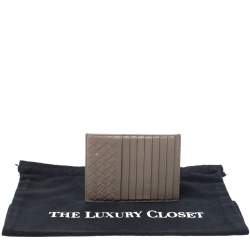  Bottega Veneta Beige Intrecciato Leather Card Holder 8CC