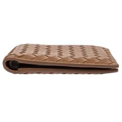 Pre Owned Bottega Veneta Beige Intrecciato Leather Bifold Wallet