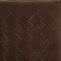 Pre Owned Bottega Veneta Brown Intrecciato Leather Bifold Wallet