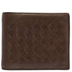 Pre Owned Bottega Veneta Brown Intrecciato Leather Bifold Wallet