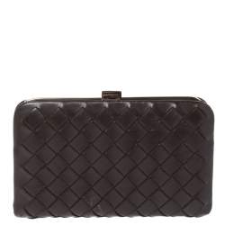 مملوكة مسبقًا Bottega Veneta Brown Intrecciato Leather Frame Coin Purse