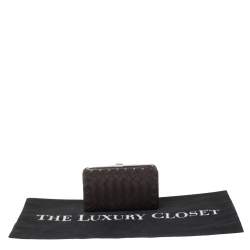 مملوكة مسبقًا Bottega Veneta Brown Intrecciato Leather Frame Coin Purse