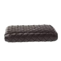 مملوكة مسبقًا Bottega Veneta Brown Intrecciato Leather Frame Coin Purse