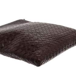 Pre Owned Bottega Veneta Burgundy Intrecciato Leather Messenger Bag