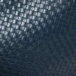 Pre Owned Bottega Veneta Navy Blue Intrecciato Leather Flap Messenger Bag
