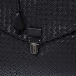 Pre Owned Bottega Veneta Black Intrecciato Leather Briefcase