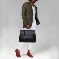 Pre Owned Bottega Veneta Black Intrecciato Leather Briefcase