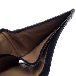 Pre Owned Bottega Veneta Dark Blue Intrecciato Leather Bifold Wallet