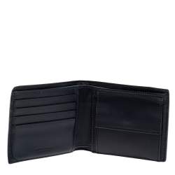 Pre Owned Bottega Veneta Dark Blue Intrecciato Leather Bifold Wallet