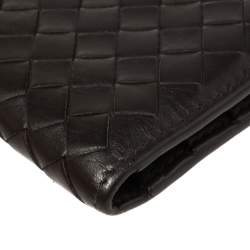 Pre Owned Bottega Veneta Brown Intrecciato Leather Card holder
