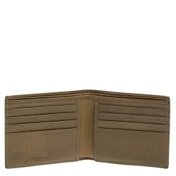 Pre Owned Bottega Veneta Khaki Green Intrecciato Leather Bi-Fold Wallet