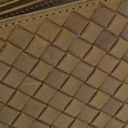 Pre Owned Bottega Veneta Khaki Green Intrecciato Leather Bi-Fold Wallet