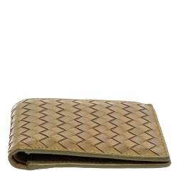 Pre Owned Bottega Veneta Khaki Green Intrecciato Leather Bi-Fold Wallet