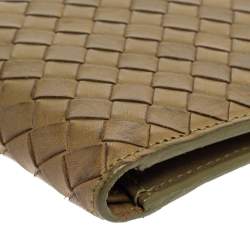 Pre Owned Bottega Veneta Khaki Green Intrecciato Leather Bi-Fold Wallet