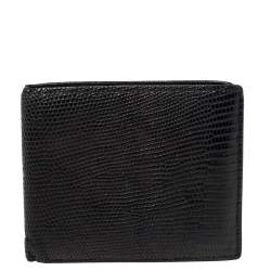 Bottega Veneta Midnight Blue Lizard Bifold Wallet