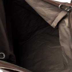 Pre Owned Bottega Veneta Dark Brown/Cream Perforated Leather Pocket Tote