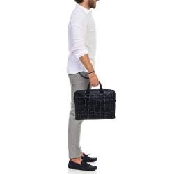 Bottega Veneta Black Intrecciato Leather Stitched Detail Briefcase