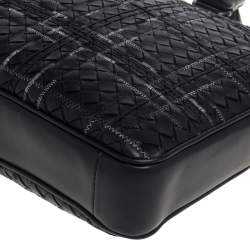 Bottega Veneta Black Intrecciato Leather Stitched Detail Briefcase