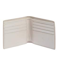 Pre Owned Bottega Veneta Off White Intrecciato Leather Bifold Wallet