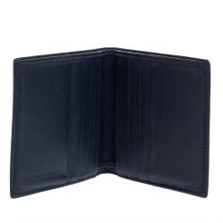 Pre Owned Bottega Veneta Navy Blue Intrecciato Leather Card Holder