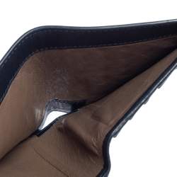 Pre Owned Bottega Veneta Navy Blue Intrecciato Leather Card Holder