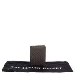 Pre Owned Bottega Veneta Grey Intrecciato Leather Card Holder