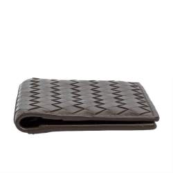 Pre Owned Bottega Veneta Grey Intrecciato Leather Card Holder