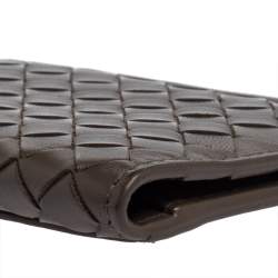 Pre Owned Bottega Veneta Grey Intrecciato Leather Card Holder