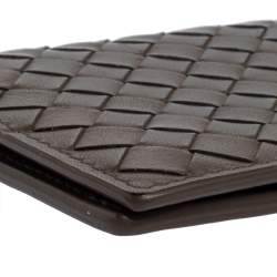 Pre Owned Bottega Veneta Grey Intrecciato Leather Card Holder
