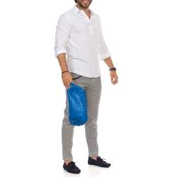 Bottega Veneta Blue Intrecciato Leather Toilerty Pouch 