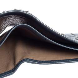 Pre Owned Bottega Veneta Blue Intrecciato Leather Bifold Wallet