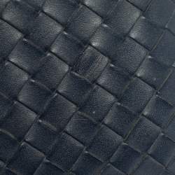 Pre Owned Bottega Veneta Blue Intrecciato Leather Bifold Wallet