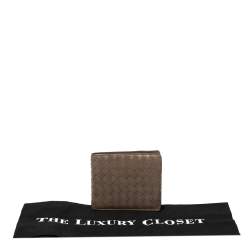 Pre Owned Bottega Veneta Beige Intrecciato Leather Bifold Wallet