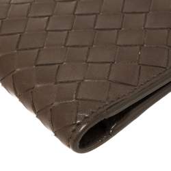 Pre Owned Bottega Veneta Beige Intrecciato Leather Bifold Wallet