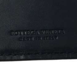 Pre Owned Bottega Veneta Navy Blue Intrecciato Leather Bifold Wallet