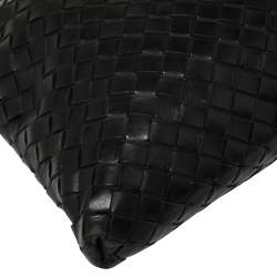 Pre Owned Bottega Veneta Black Intrecciato Leather Messenger Bag