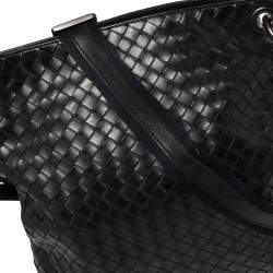 Pre Owned Bottega Veneta Black Intrecciato Leather Messenger Bag