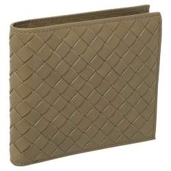 Pre Owned Bottega Veneta Beige Intrecciato Leather Bifold Wallet